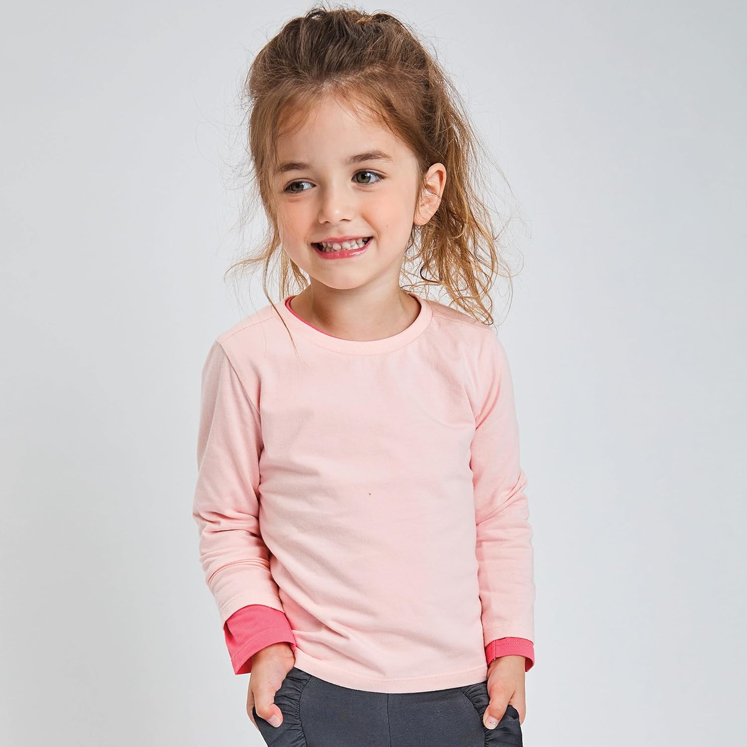 5-Pack Long Sleeve T Shirts 100% Organic Cotton for Toddler, Little Kids Boys, Girls, Romantic Pink, 24 Months - Image 3