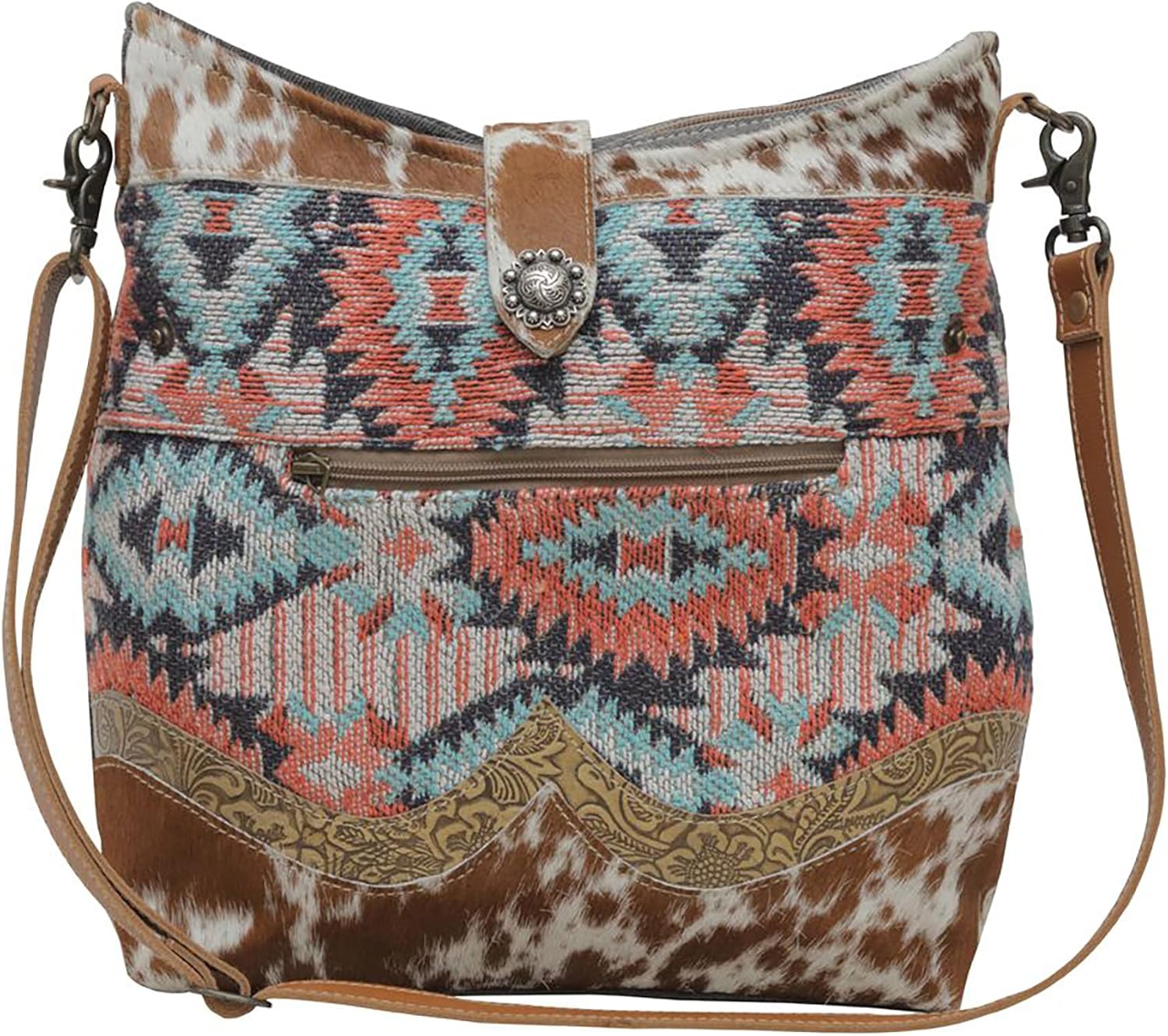 Myra Bag Western Leather Shoulder Bag for Women - Crossbody Bag Pink Fog