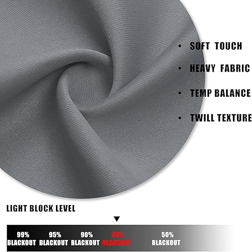 Miniatura 4 de SeeGlee Cenefa de cortina corta opaca gris claro para ventana pequeña, cortina de cortina con ojales cortos con aislamiento térmico (36 pulgadas de