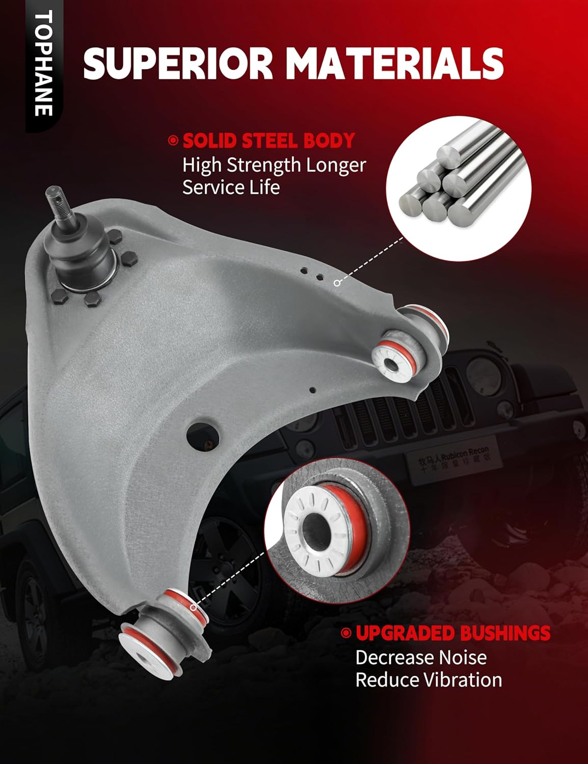 Front Upper Control Arms for 1988-1999 Chevy C1500 C2500 & GMC C1500 C2500 / Express/Savana – Front Left & Right Assemblies with Ball Joints- K620160 - K620161, Wrinkle Gray