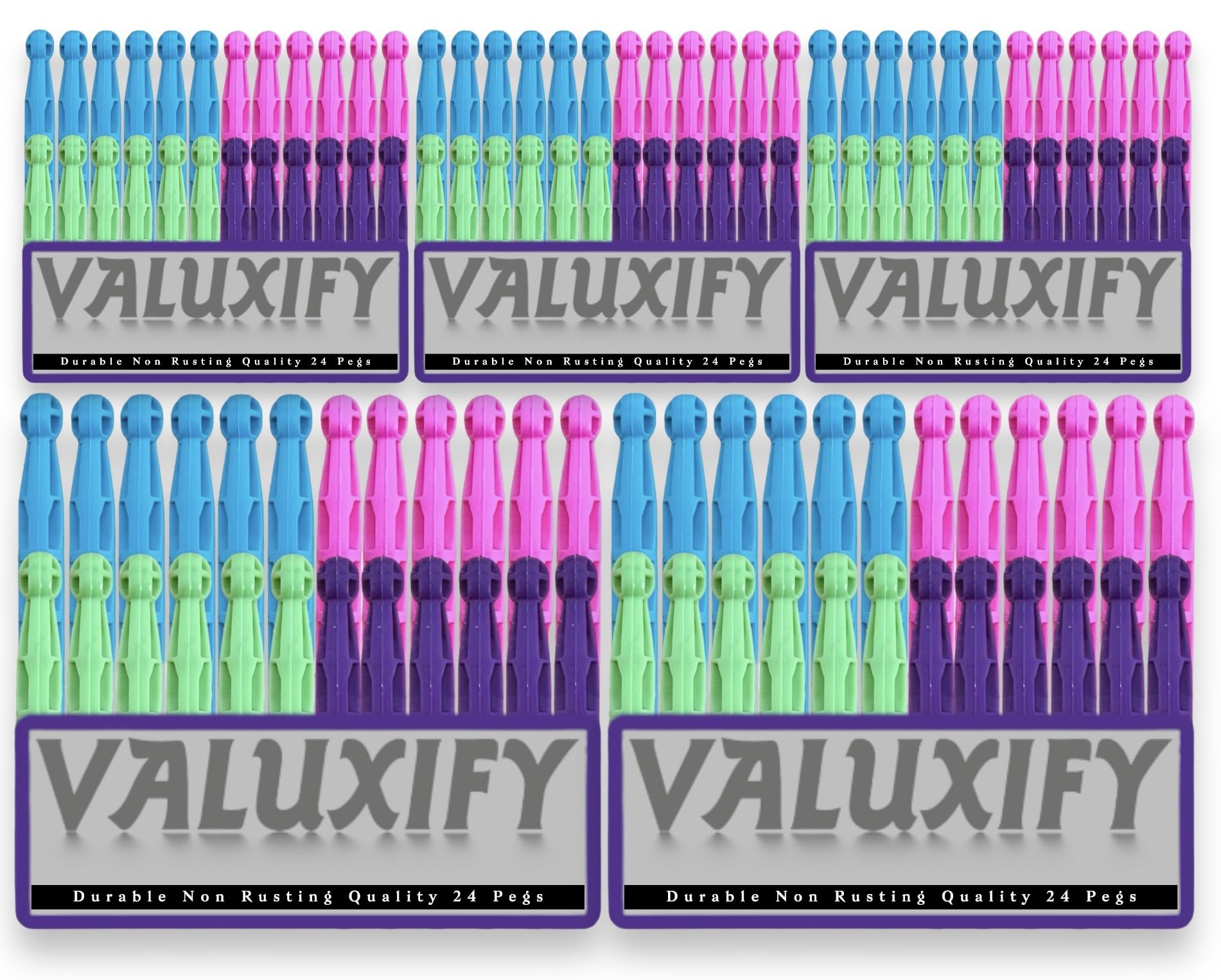 VALUXIFY 120x Plastic Dolly Pegs | Heavy Duty Washing Pegs | Multicolour Plastic Clothes Pegs