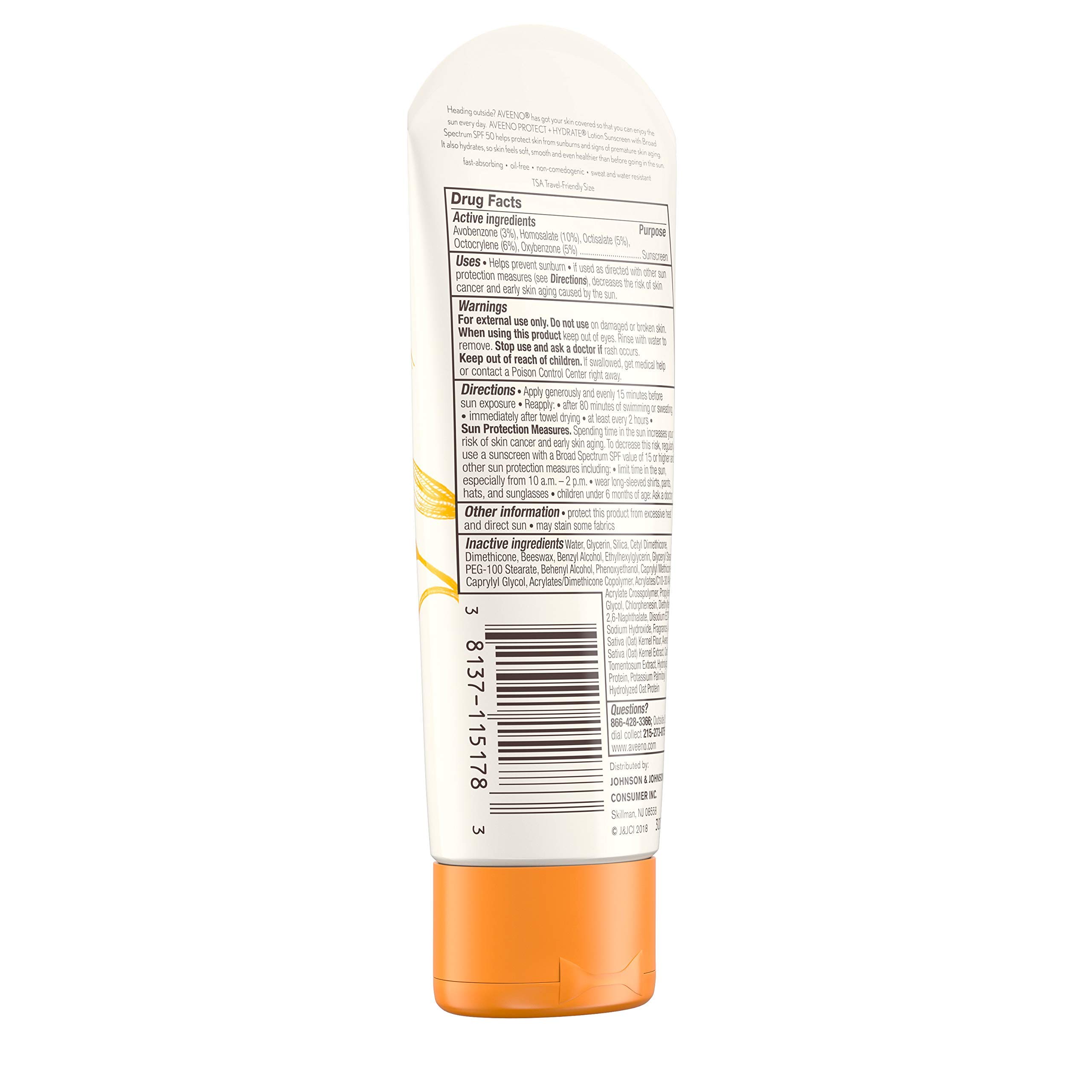 AVEENO Active Naturals Protect + Hydrate Lotion Sunscreen SPF 50 3 oz by Aveeno