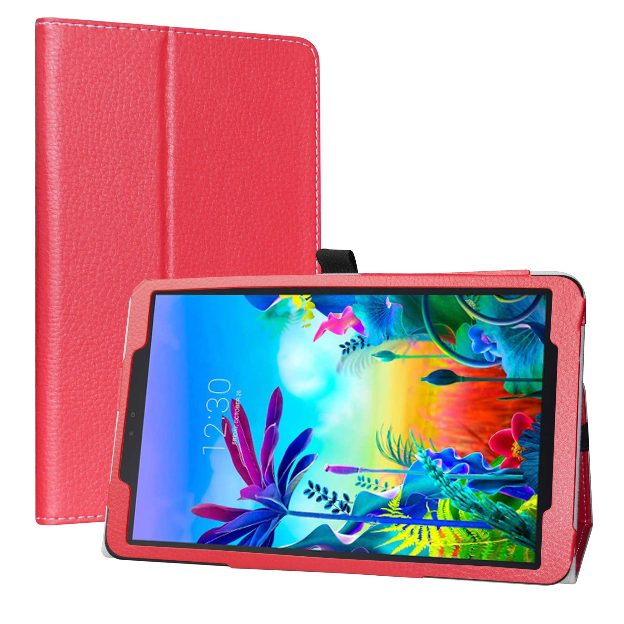 LiuShan Compatible with LG G Pad 5 Case,PU Leather Slim Folding Stand Cover for 10.1" LG G Pad 5 10.1 T600 Tablet PC (Not Fit LG G Pad X II 8.0 Plus V530),Red