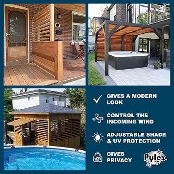 Pylex Deck Sunblind System 11060, Louvers Bracket Shutter Hardware Kit, Up to 11 Boards (48'') - Black Steel Baked Powder Coating Brackets