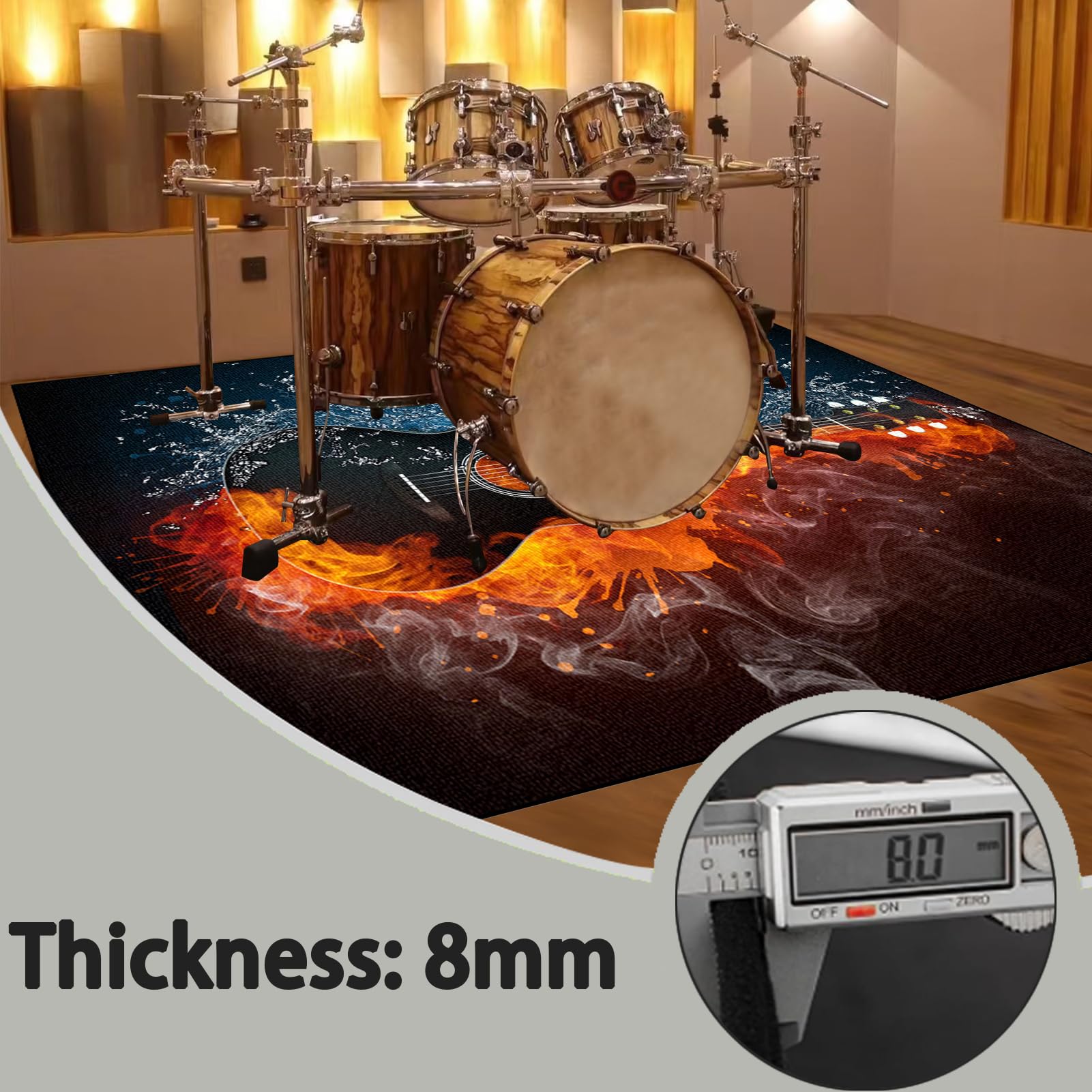 Elektroniczny dywan perkusyjny, do perkusji, jazzu, perkusji, zestaw do bębna basowego, werbla, instrumentów perkusyjnych, mata chroniąca przed hałasem, antypoślizgowy dywanik bębnowy, 180 x 160 cm