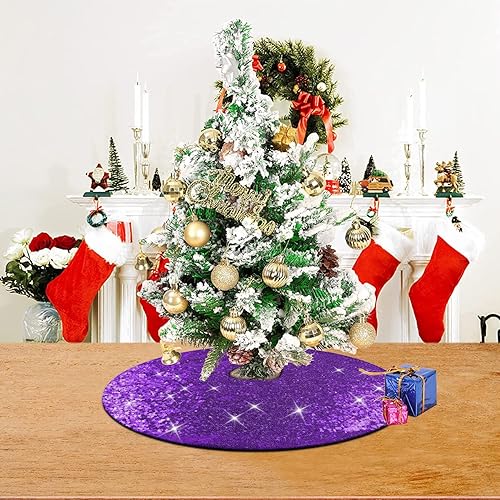 Miniatura 9 de yuboo Mini falda negra para árbol de Halloween, 24 pulgadas, con lentejuelas, adornos de árbol de Navidad con purpurina para árbol de Navidad