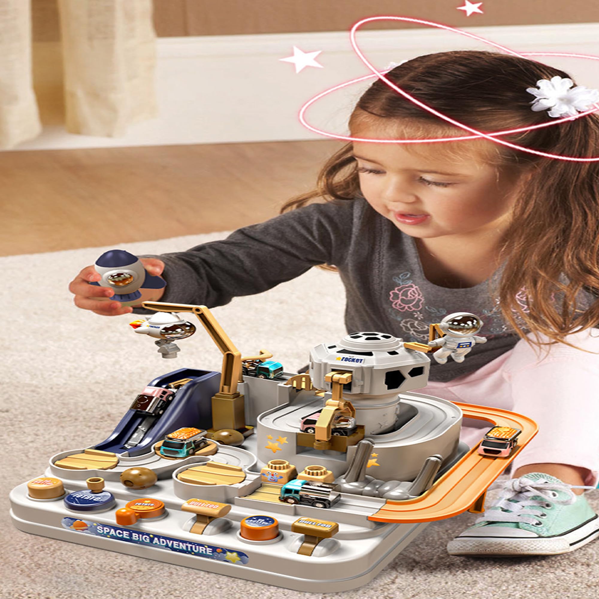 Circuit Voiture Enfant, Piste de Voiture Jouet, Jouets d'aventure en Voiture, Jouets Aventure Automobile Enfants avec 3 Voitures, Voiture Cadeau pour Enfant Garçon Fille 3 4 5 6 Ans
