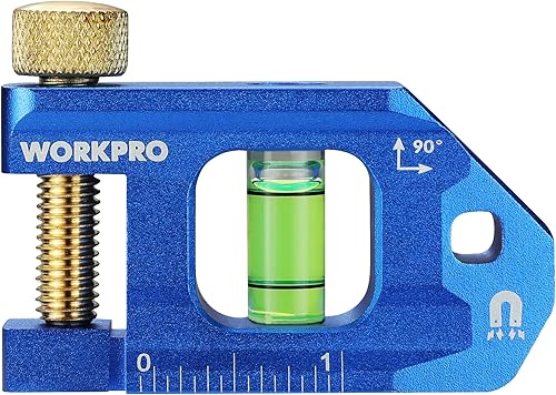 Miniatura 8 de WORKPRO Nivel de torpedo magnético de 8 pulgadas, construcción de aleación de aluminio, 4 frascos de burbujas para medidas de 0904530, azul cobalto
