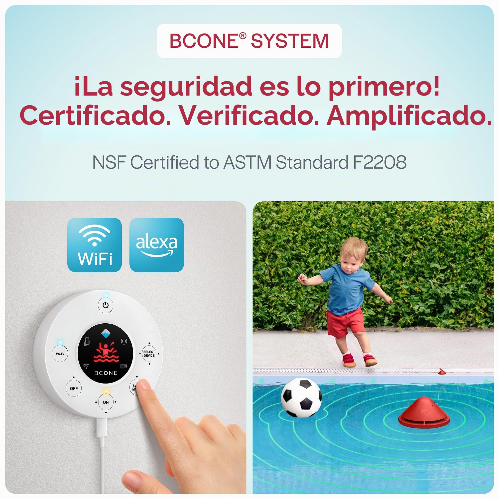 Lifebuoy - Alarma de Seguridad para Piscina . Alarma Flotante con Sirena y App, Sistema Inteligente con Alexa, Detector de Caídas en Alberca, Protección para Niños y Mascotas, Fácil Instalación