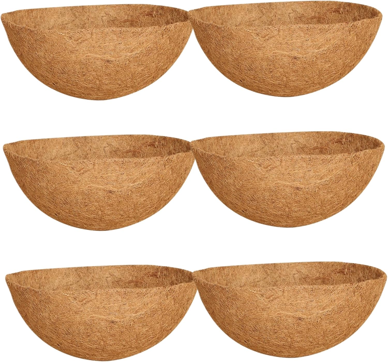 Coconut Coir Liner 6Pcs 8x16in Liners Degradable Hanging Basket Liner Breathable Natural Half-Round Cuttable Replacement Coconut Plant Liners for Wall Planter.
