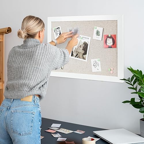 Miniatura 10 de Board2by Tablero de anuncios de corcho negro con lino, tablero de corcho negro con marco de madera de 30 x 20 pulgadas, tablero de oficina para