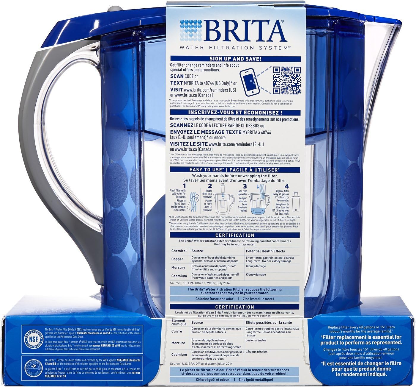 Brita Grand Water Filter Pitcher, Blue Bubbles, 10 Cup- Discontinued By Manufacturer