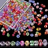 Crystal Beads, 600 Pcs Assorted Glass Beads for Jewelry Making, Rondelle Beads with Container Box, Mixed Color (4/6/8mm)