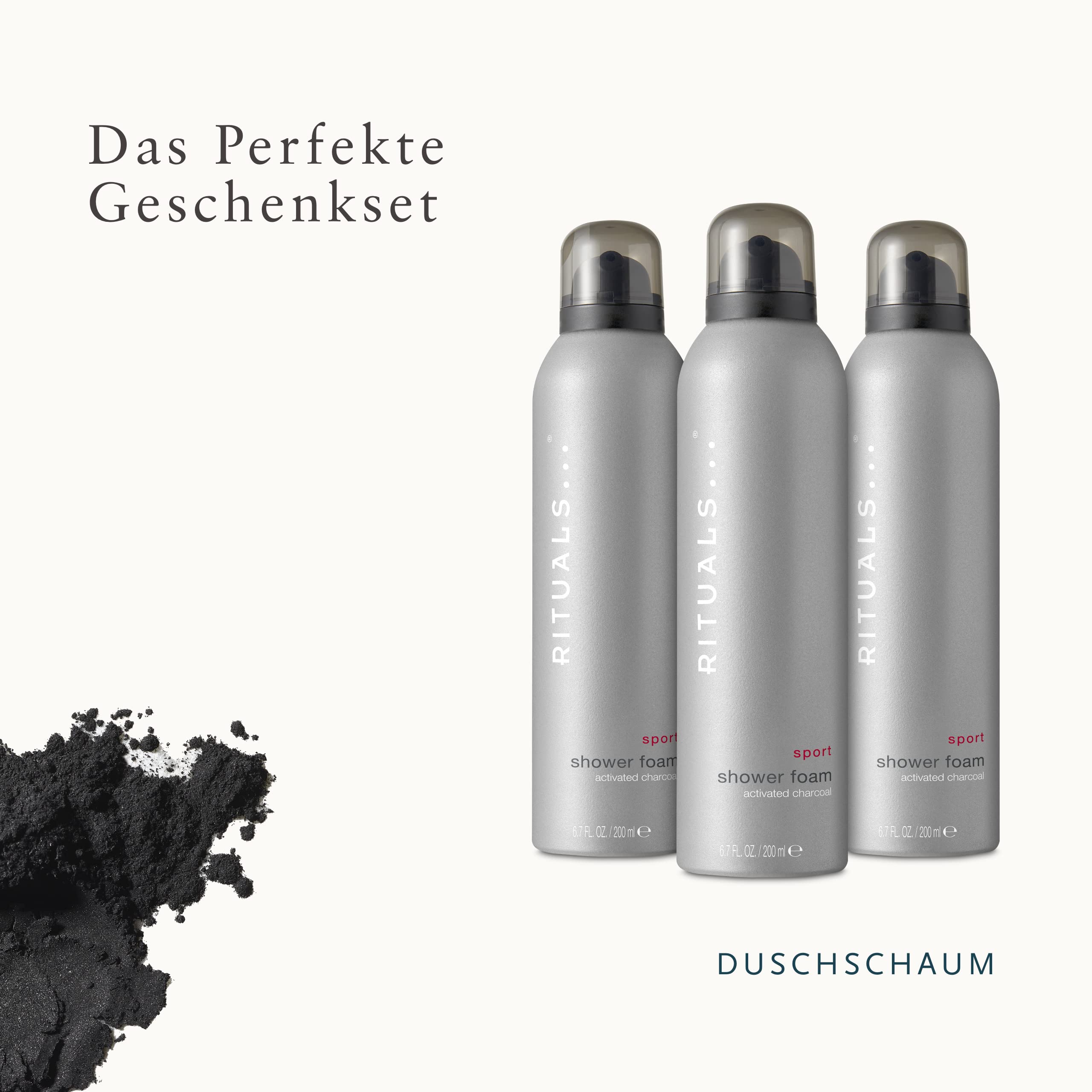 RITUALS Schäumendes Duschgel Vorteilspack aus der The Sport Collection, 3 x 200 ml - Mit Aktivkohle - Stimulierende & belebende Eigenschaften mit Power Recharge Technology