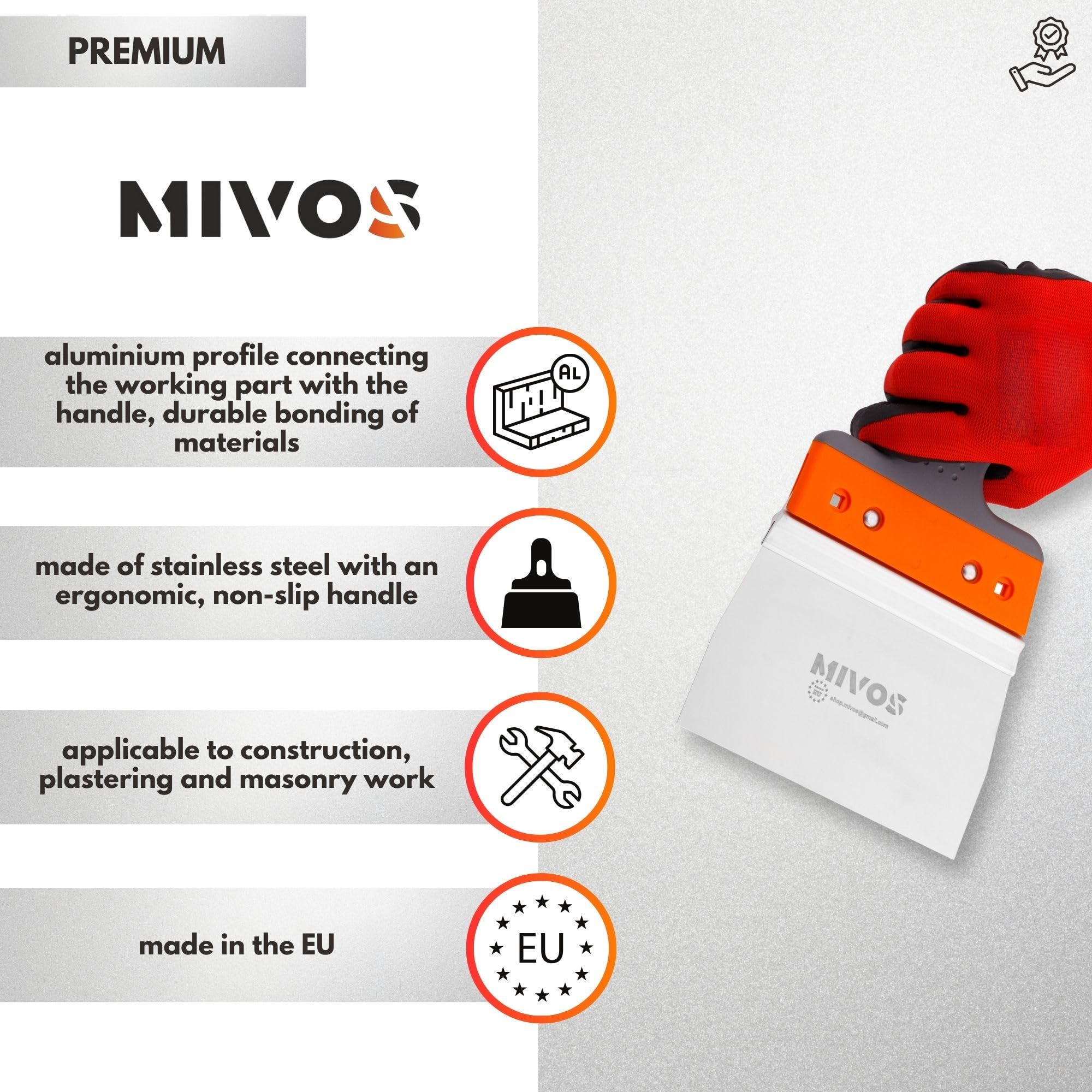 Mivos Lot De 5 Spatules De Lissage Professionnelles En Acier Inoxydable