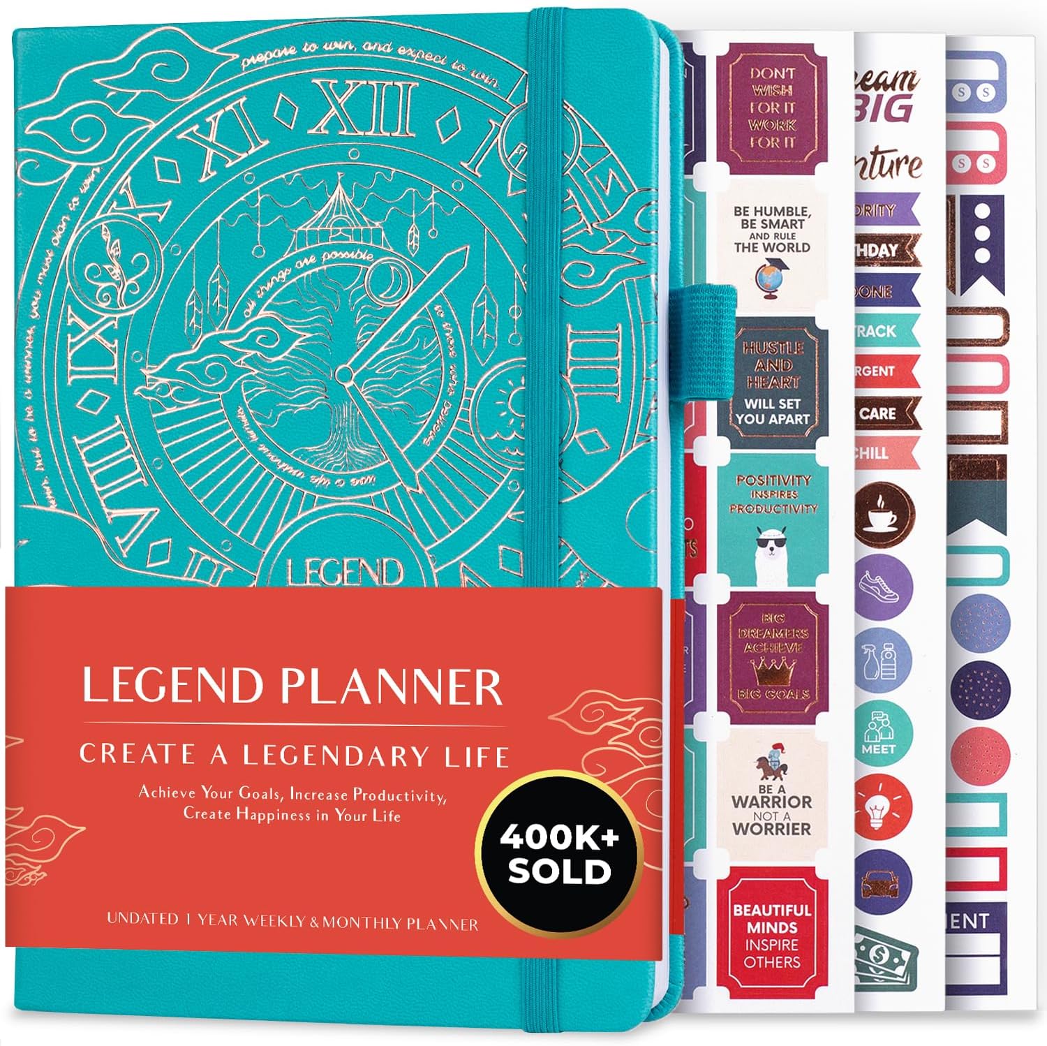 Weekly & Monthly Life Planner to Hit Your Goals & Live Happier. Organizer Notebook & Productivity Journal. A5 (Turquoise)