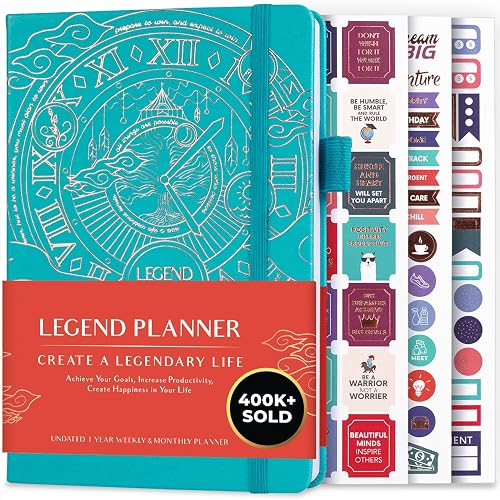 Legend Planner Undated, Weekly & Daily Goal Journal, A5 Turquoise