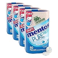 Vista 12 de Mentos Pure Fresh Goma de mascar sin azúcar, con xilitol, menta fresca (Fresh Mint), botella de 80 unidades, botella reciclable de 90% cartón, 80