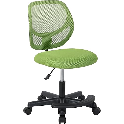 Amazon Basics Kids Adjustable Mesh Low-Back Swivel Study Desk Chair with Footrest, Green