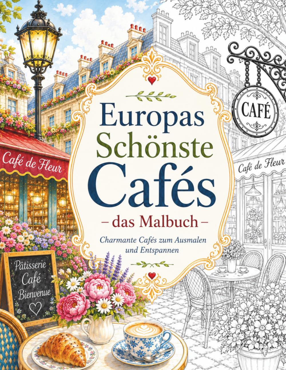 Europas schönste Cafés – Das Malbuch: Eine kreative Reise durch historische Kaffeehäuser, charmante Straßencafés und versteckte Lieblingsorte Europas ... zum Entspannen, Abschalten und Genießen)