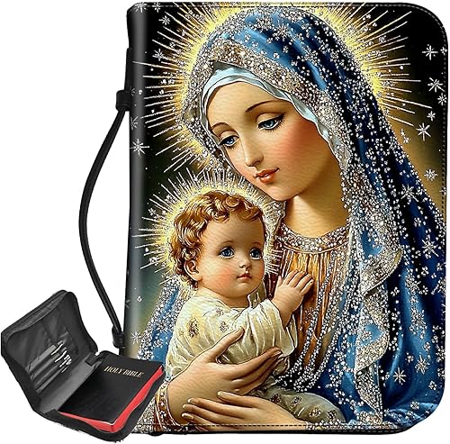 Miniatura 18 de Bolsa de Biblia con estampado de leopardo con purpurina, funda grande para la Biblia para mujeres y hombres, bolsa multifuncional para iglesia