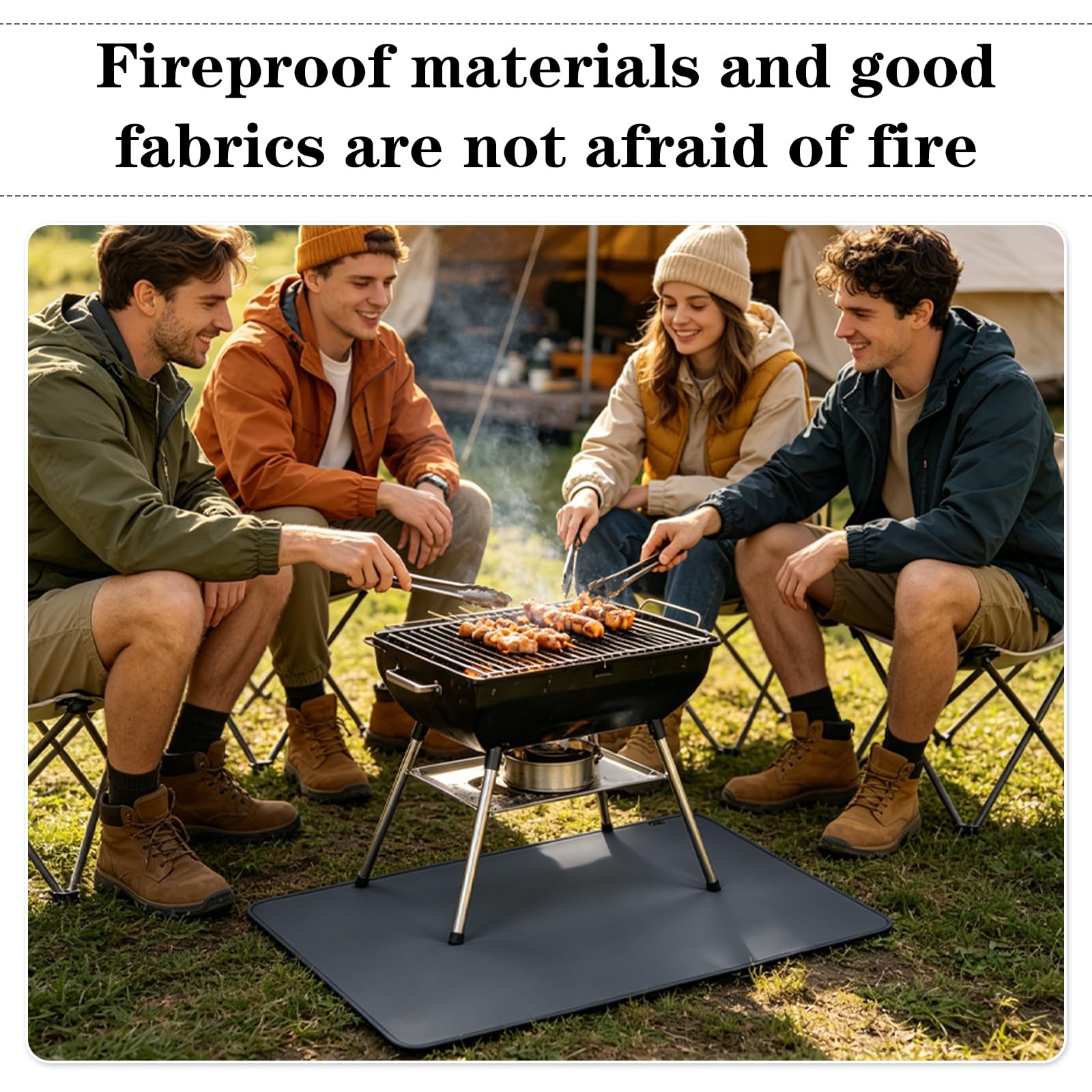 Grillunterlage, Grillschutzmatte Boden, Hitzebeständig, Wasser- Und ÖLabweisend, Leicht Zu Reinigen, Grill Teppich Outdoor für Grills, Gasgriller Und Feuerstellen Im Freien, 122 × 91 cm