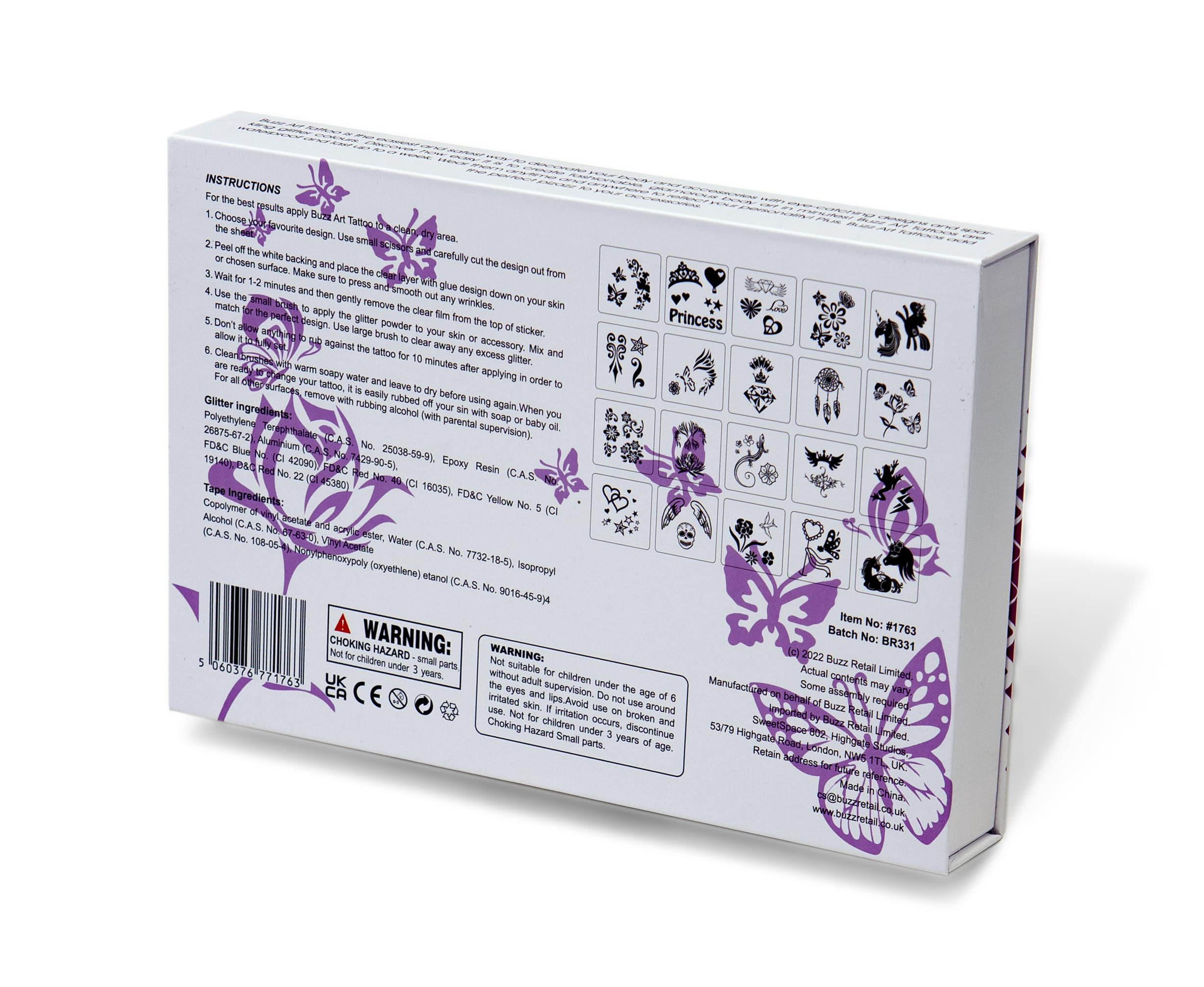 Body Art Premium Tattoos - Glitter Tattoo Kit with 8 Vibrant Colors, Long-Lasting Temporary Body Art for Kids & Adults, Easy to Apply - Image 3