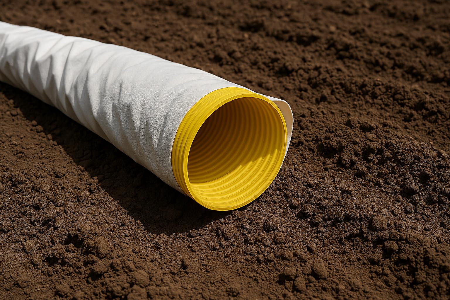 Tuyau de drainage DN50 25 m perforé avec tuyau filtrant géovlies - Jaune PVC-U - Système de drainage - Tuyau de drainage