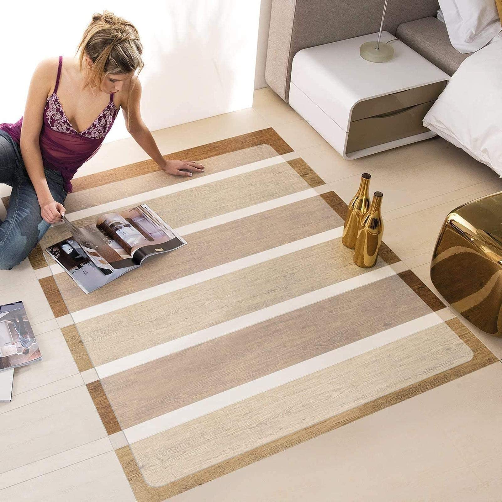 Alfombrilla transparente para sillas para suelos de madera, protector de PVC antideslizante de 70 x 180 cm, alfombra para oficina en casa, protección transparente del suelo, resistente, fácil de