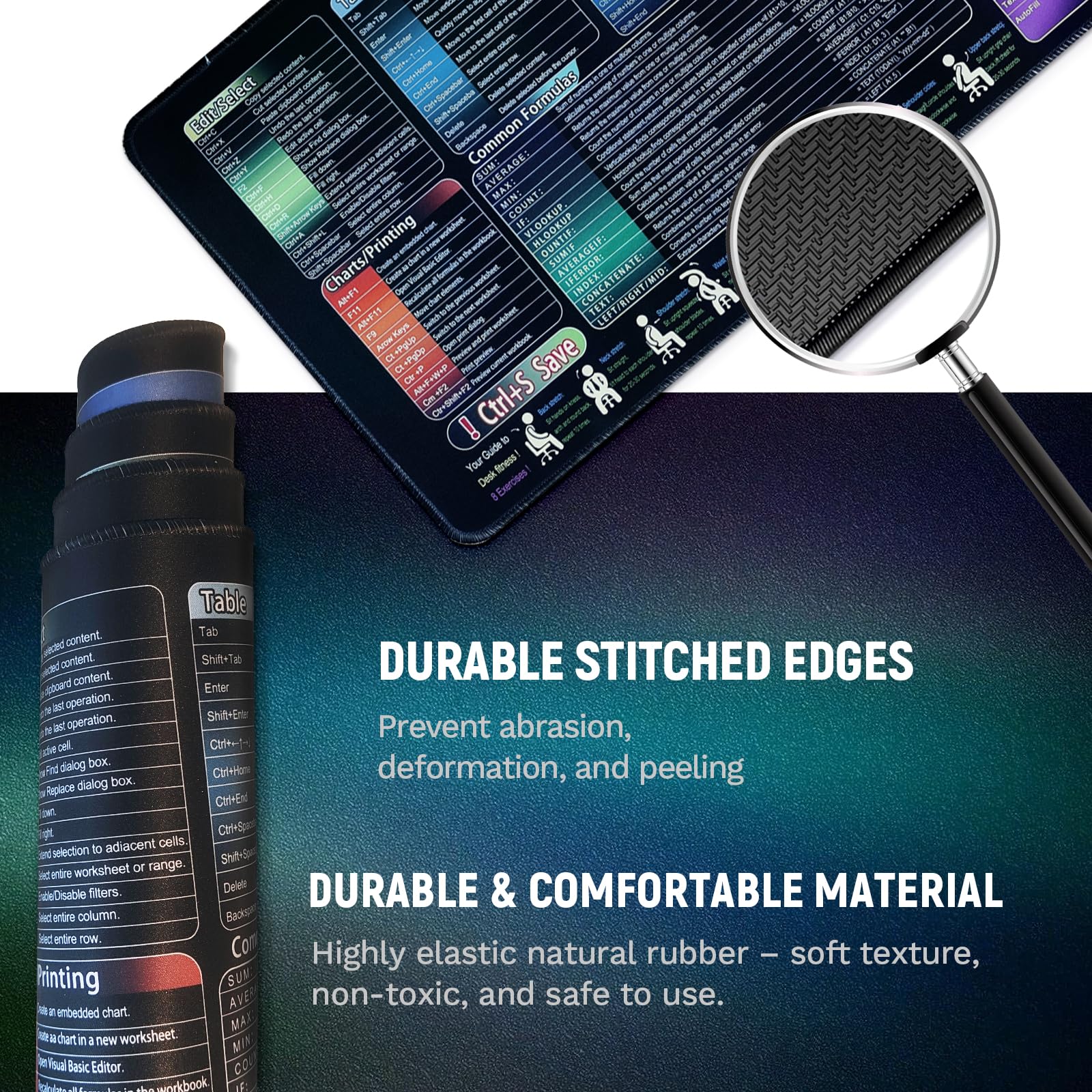 OLDBER Tappetino Mouse Anime XXL, Tappetino Mouse Gaming e Sottomano Scrivania, Migliora Velocità e Precisione, Antiscivolo, 30 x 80 cm, Stile Pittura a Inchiostro/Excel