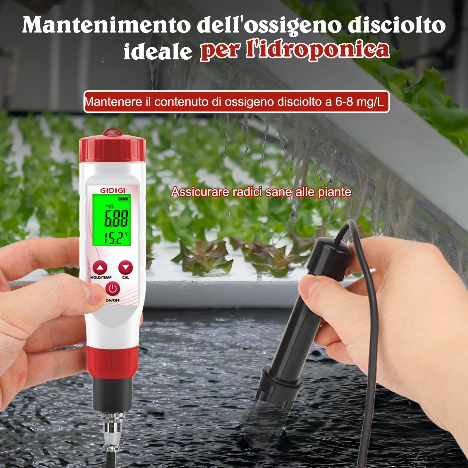 Misuratore di ossigeno disciolto per acqua, tester di ossigeno per laghetti, tester DO per acquari con acque reflue di laghetti, con più membrane, acqua priva di ossigeno, elettrolita, 0,0-40,0 mg/L