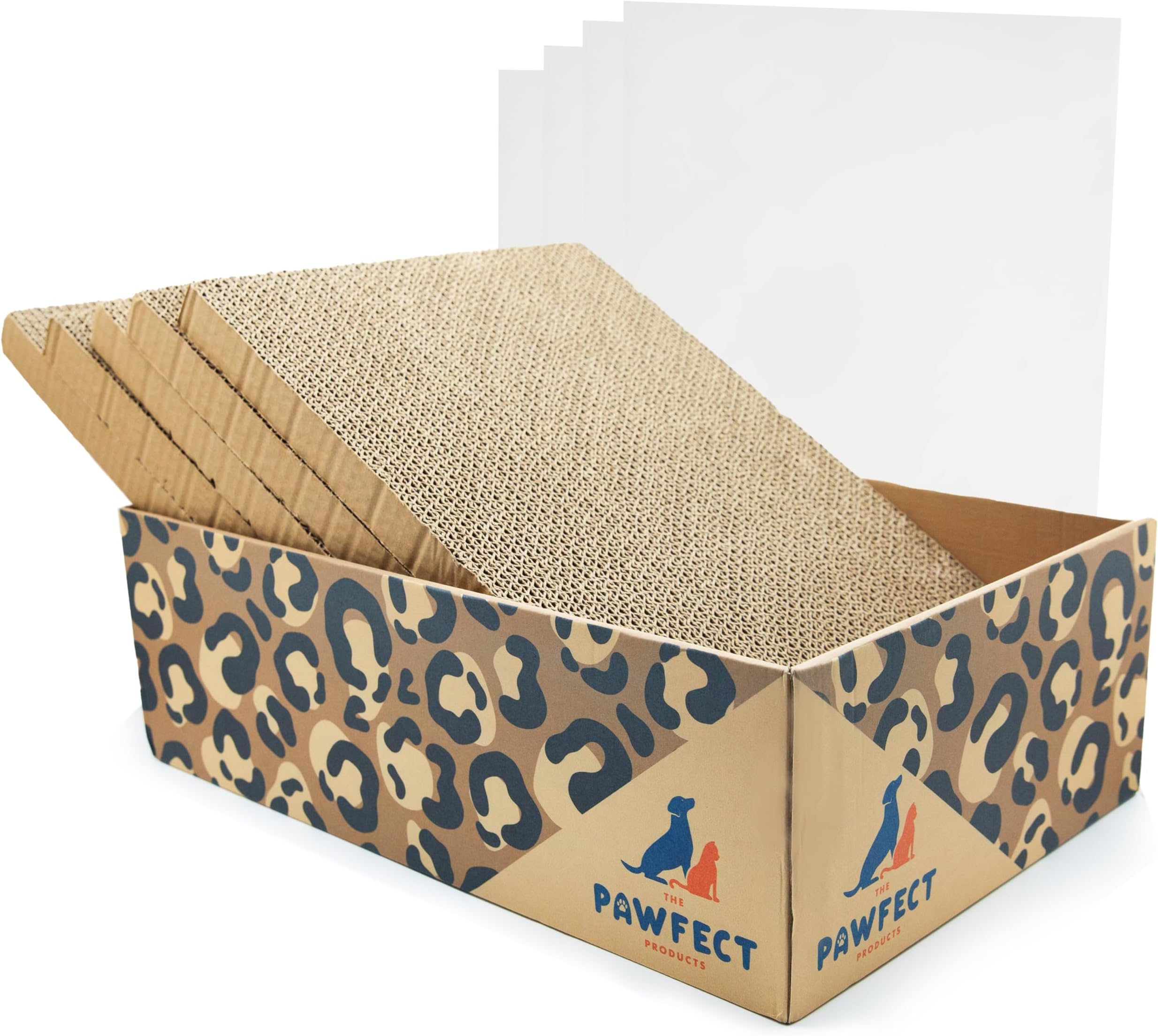 Cardboard Cat Scratcher Box with 5 Scratching Pads for