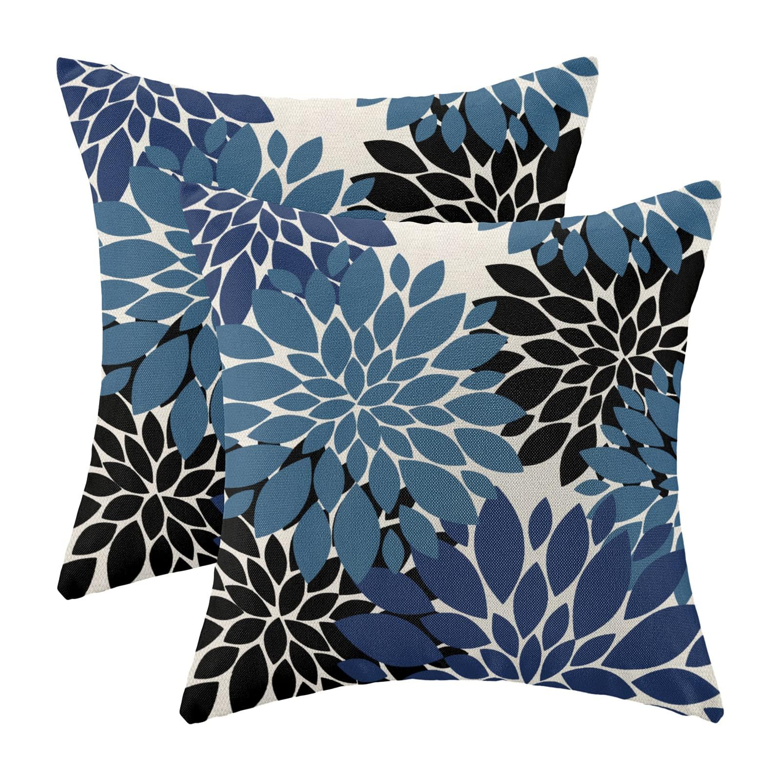 CXMEIFLY Navy Blue Black Pillow Covers 24x24 Inch Set of 2 Dahlia Floral Decor Throw Pillows Summer Modern Geometry Flower Outdoor Decorative Cushion Cases for Sofa Couch Bed Decoration — image 1