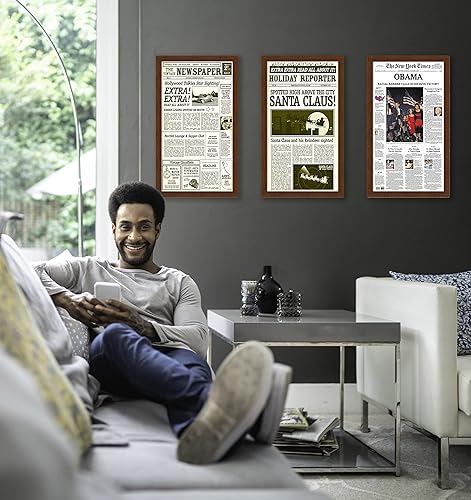 Miniatura 5 de Marco de 12 x 22 pulgadas para dos periódicos (negro)  Tapete doble de fotos azul sobre rojo  Marco de fotos resistente a los rayos UV acrílico