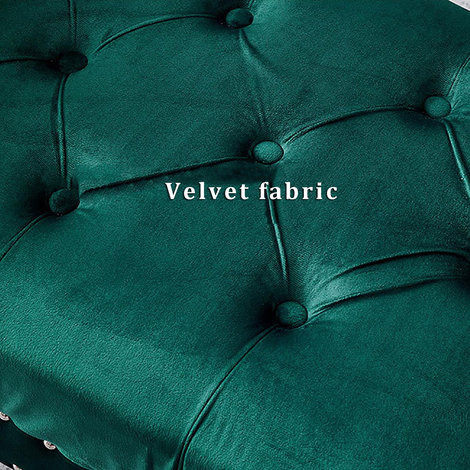 Panca ottomana lussuosa in velluto arrotolata, per camera da letto e soggiorno, con bottoni, imbottita, elegante, con gambe in legno (120 cm, 47 blu A)
