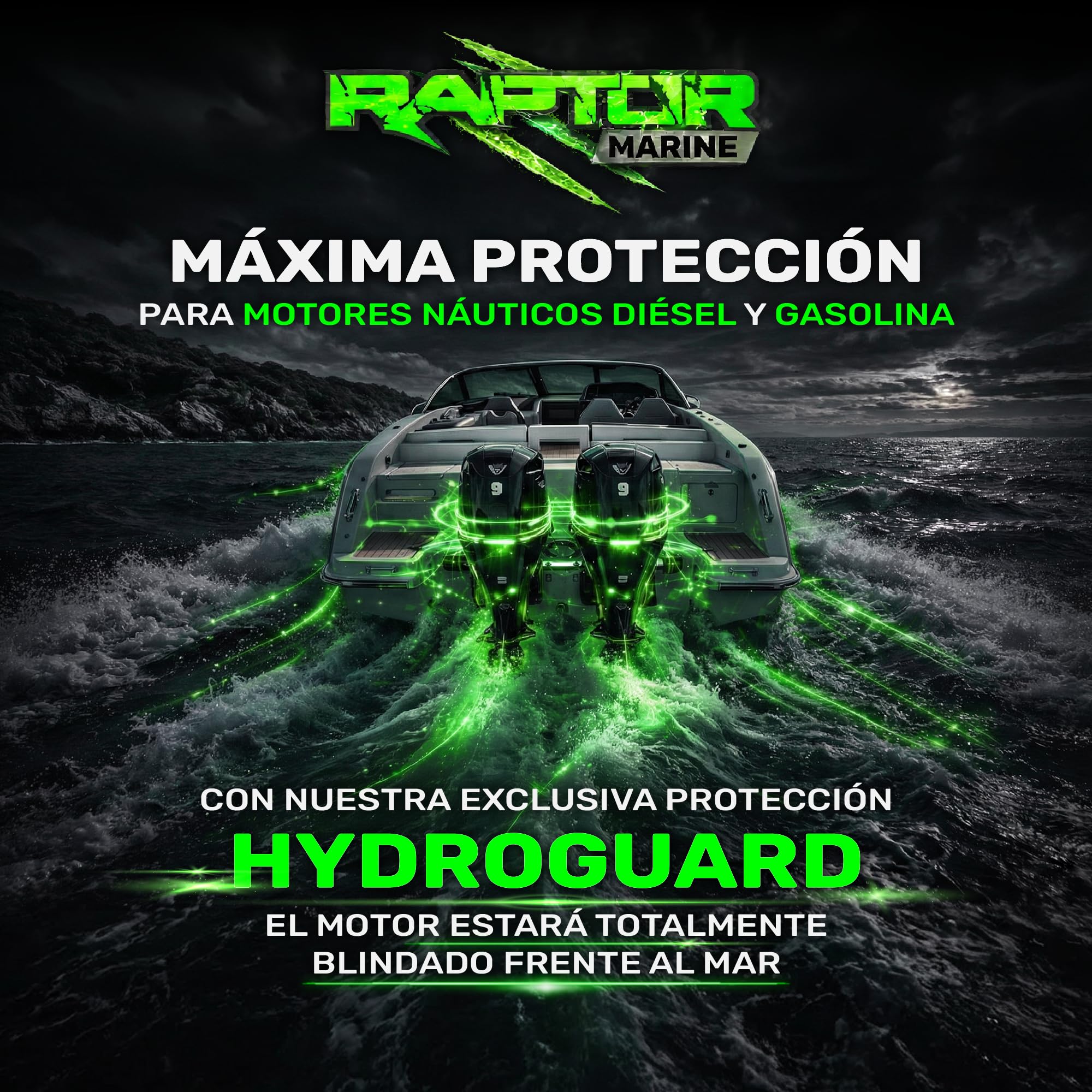 Raptor Marine - Aceite Motor Marino 25W40 100% Sintético Hydroguard | 5L | Fueraborda e Intraborda 4T | Gasolina y Diésel | Anticorrosión | NMMA FC-W, API SP