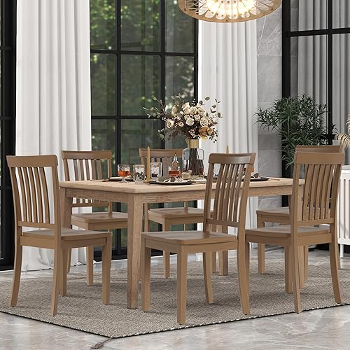 Miniatura 7 de COLAMY Juego de 4 sillas de comedor de madera, sillas de cocina y comedor de madera maciza de caucho, sillas laterales rústicas de granja para mesa