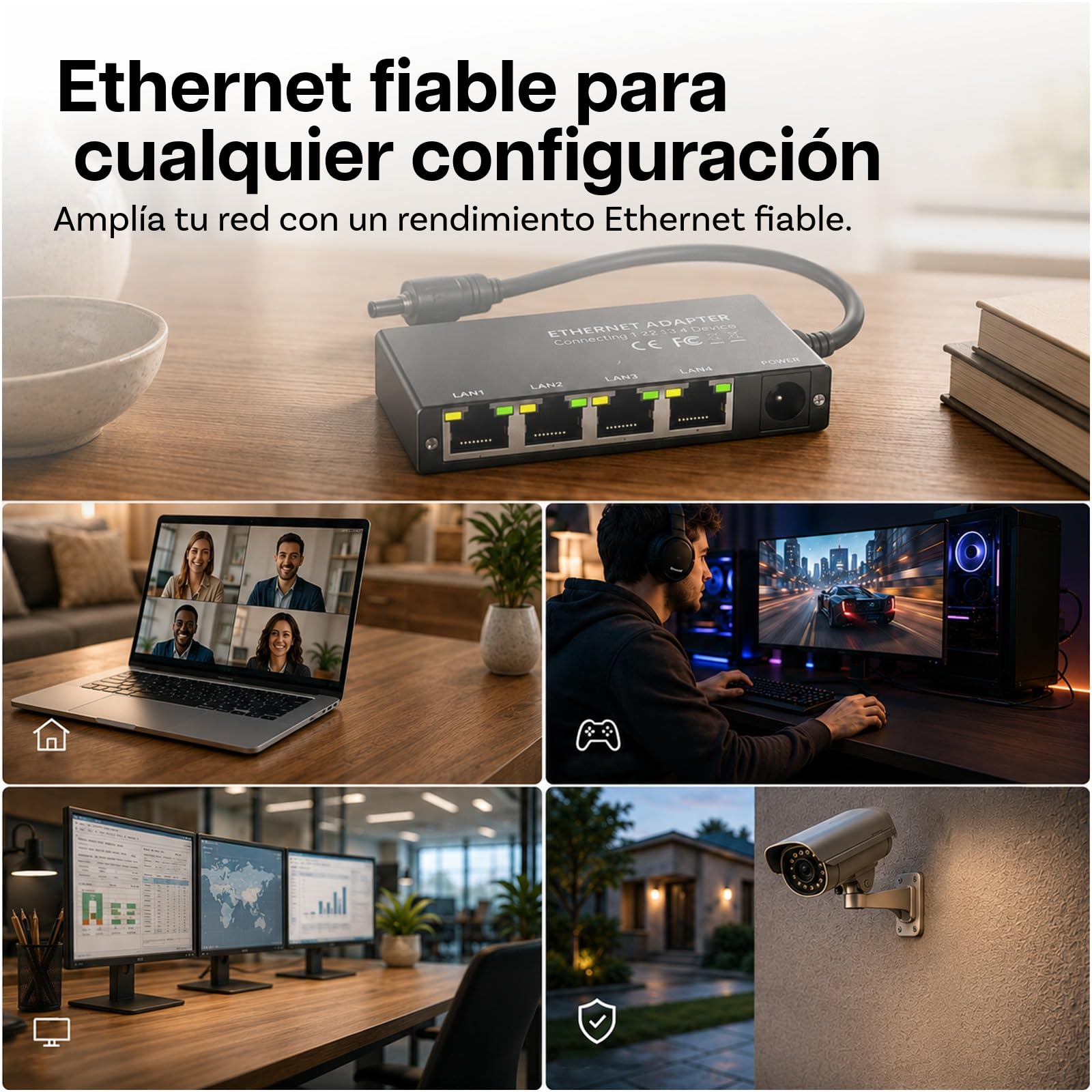 Adaptador Ethernet de 4 Puertos Gigabit para Starlink Mini y Gen 3 de MMOBIEL – Switch Ethernet RJ45 1 a 4, Divisor Ethernet 1000Mbps con Cable 0.5m – para RV, Barco, Oficina en Casa y Gaming
