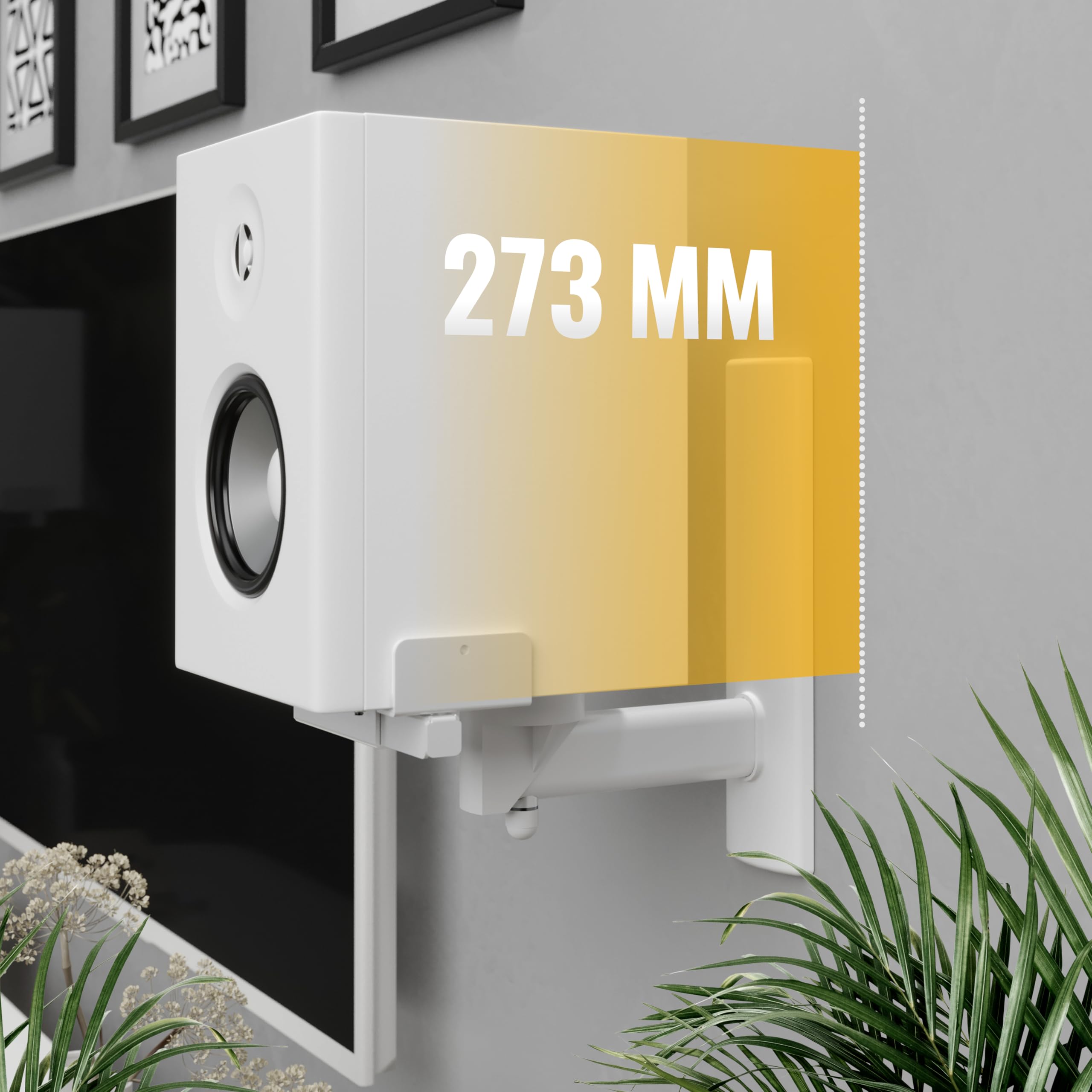 RICOO Supporto altoparlanti parete LH023-W Girevole Inclinabile Braccio muro Wall Mount casse altoparlante WLAN airplay Speaker Bianco 2 pezzi