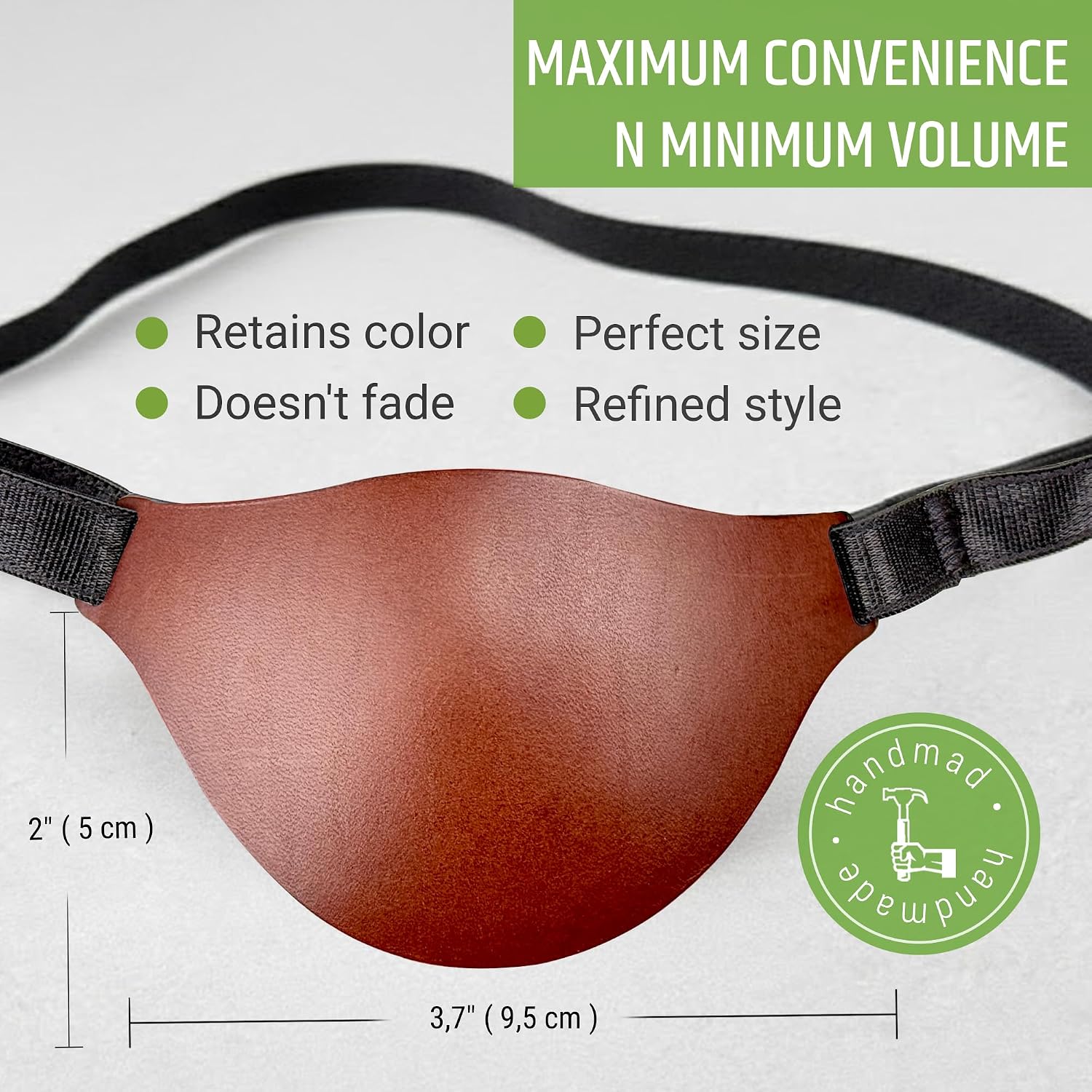 Leather Eye Patch, Concave 3D Design for Adults, Adjustable Strap
