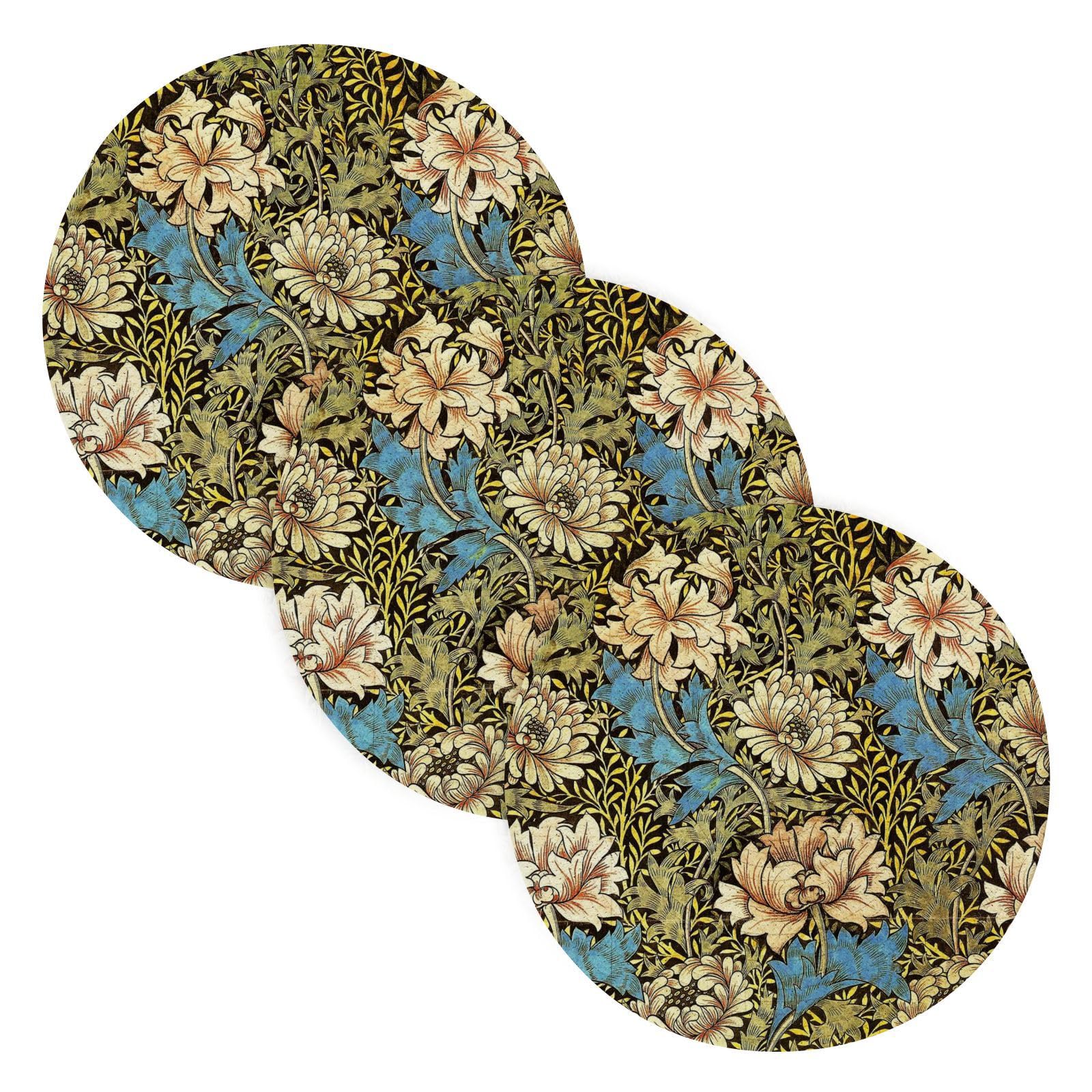 ALAZA William Morris Prints PotHolders Trivets Set Cotton Hot Pot Holders Set Farmhouse Coasters Set of 3,Hot Pads,Hot Mats for Kitchen Counter Decorative62