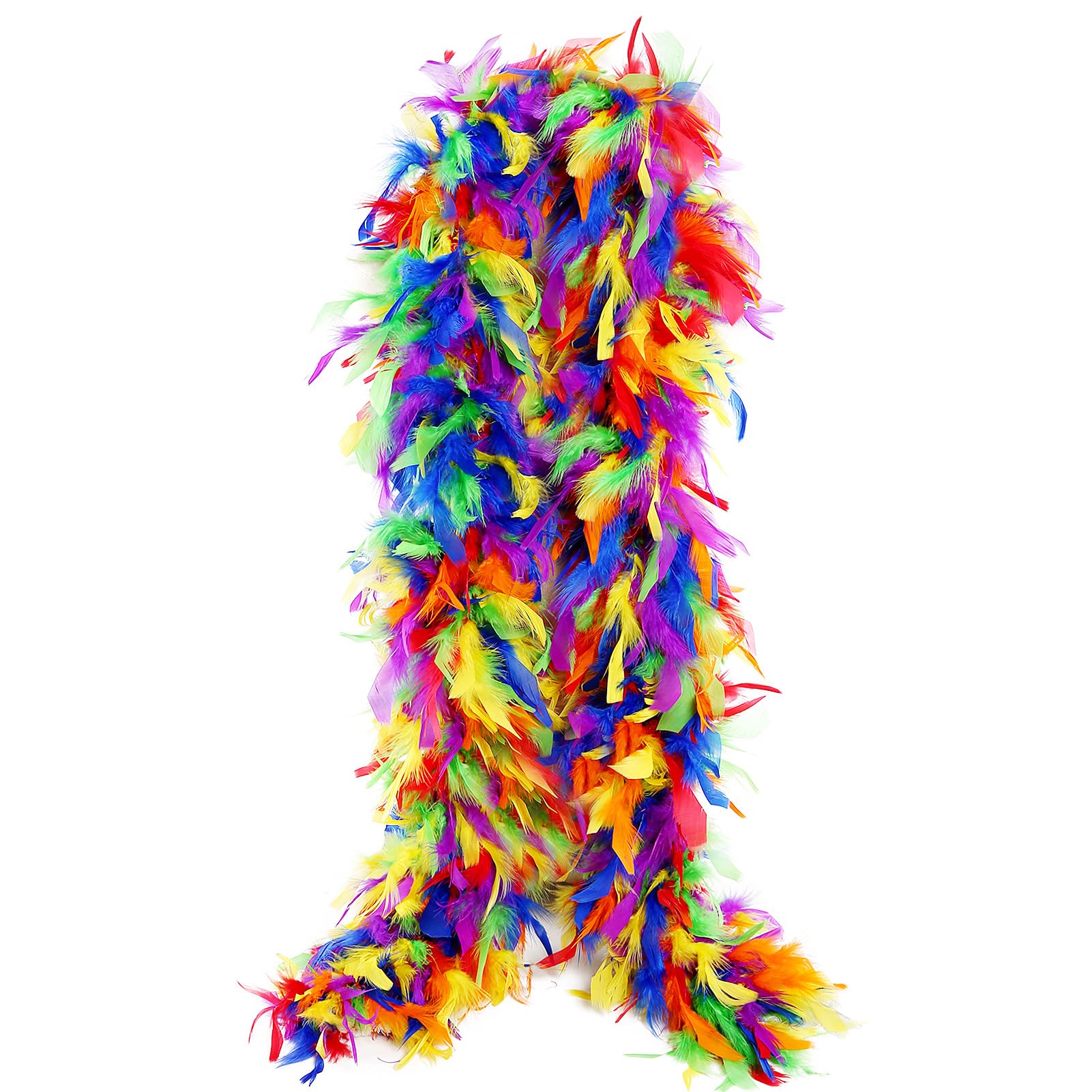 THARAHT Rainbow Chandelle Turkey Feather Boa 2 Yards 100g for DIY Craft Home Dancing Wedding Party Halloween Costume Decoration Feather Boa
