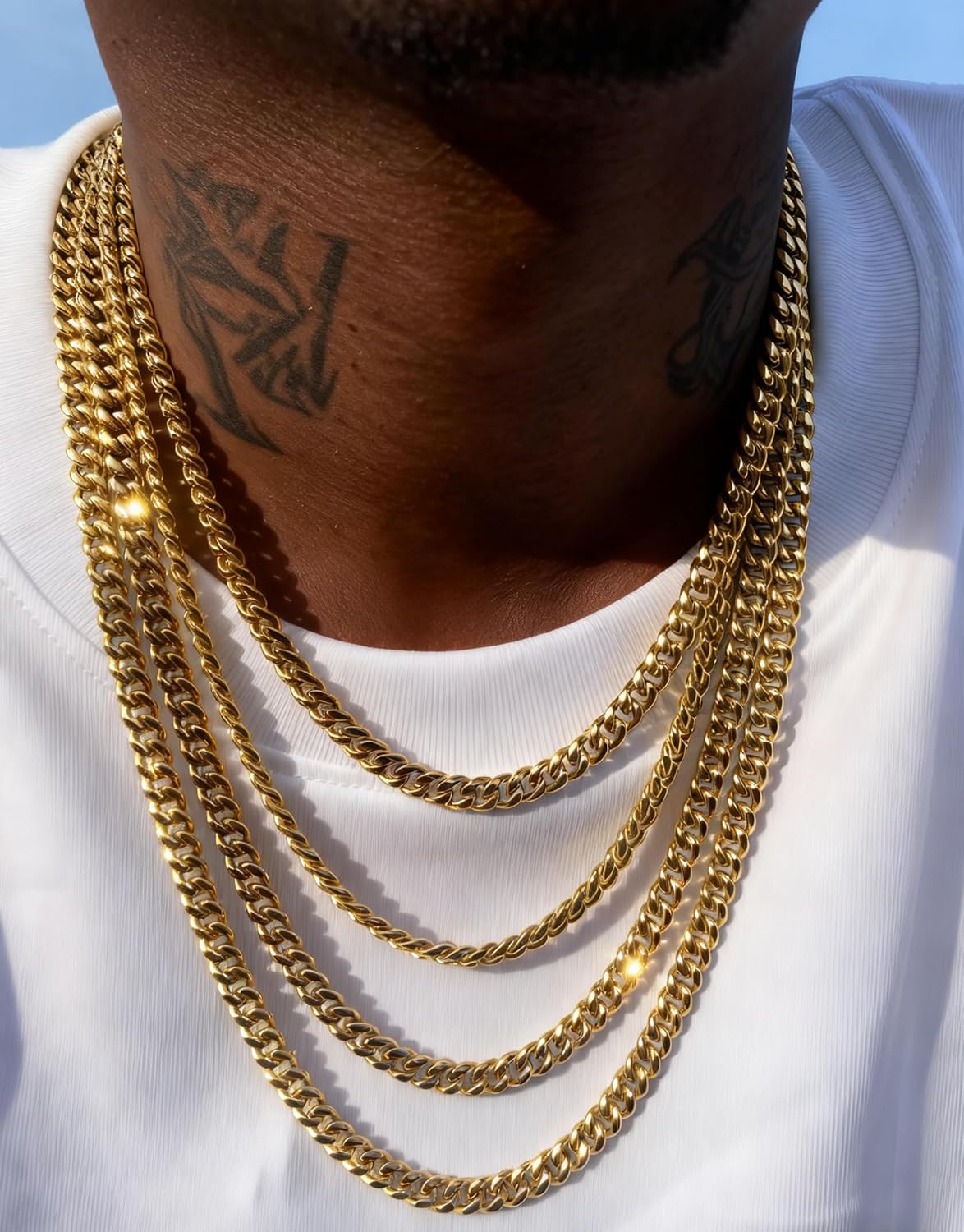 Cuban Link Chain Necklace/Bracelet for Men Women,14k Gold Plated 316 Thick Stainless Steel(Double Safety Clasp With 14K Stamp) , Hip Hop Jewelry Gift for Birthday/ Holiday(Valentines Day Anniversary Father's Day ) - Image 2