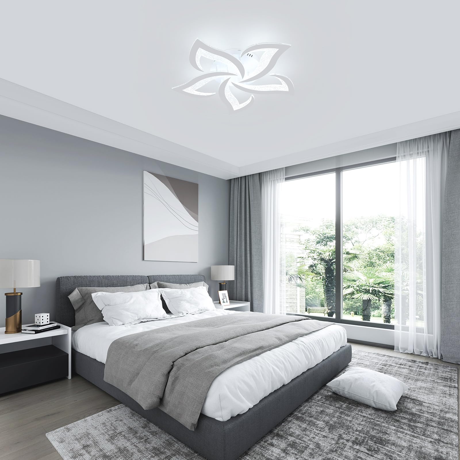 Plafoniera LED Soffitto 60W, 6500K Bianco Freddo | Lampadario LED Moderna Creativa A Forma di Petalo in Acrilico per Soggiorno Camera da Letto Sala da Pranzo Ufficio, 60CM