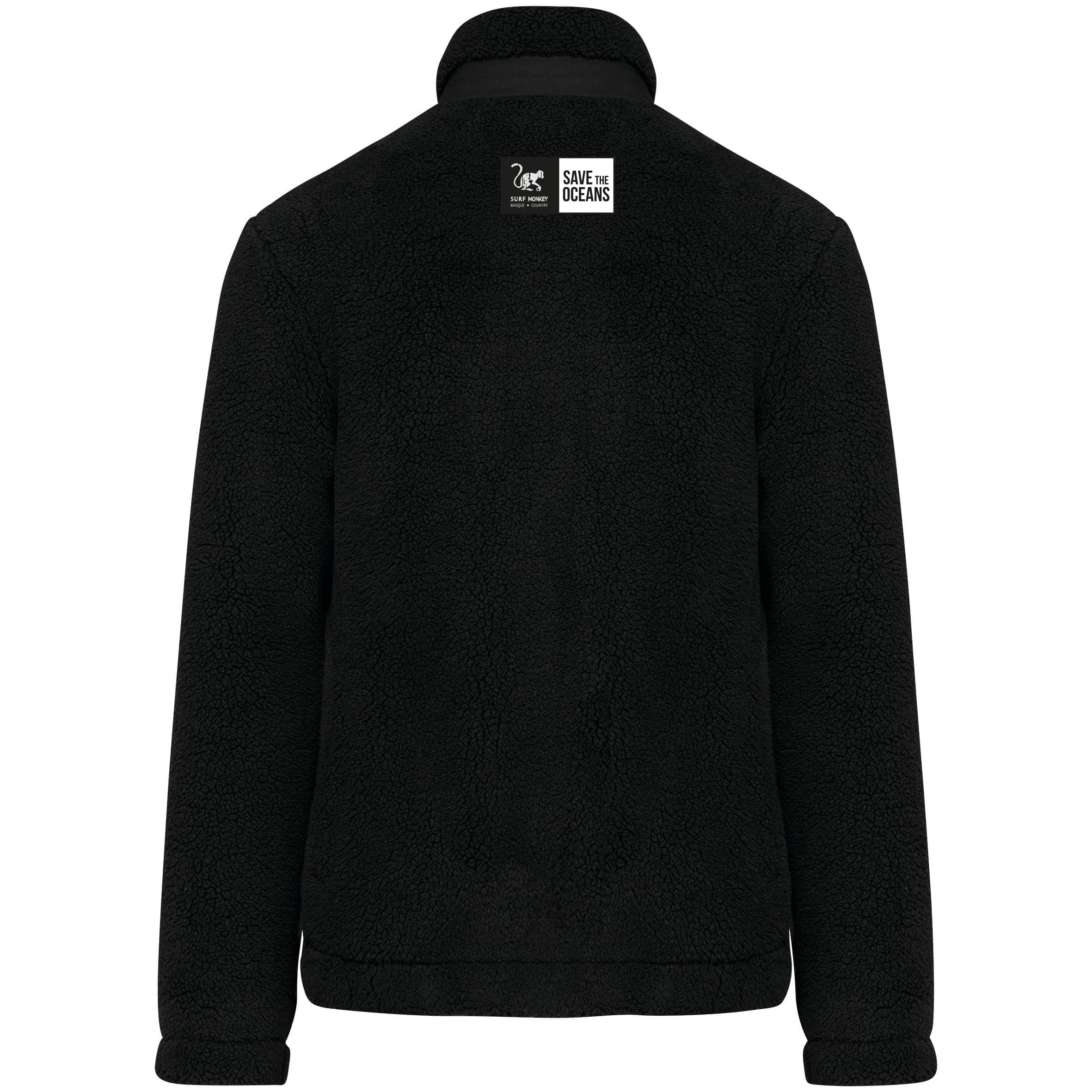 Surf Monkey Sherpa-Fleecejacke mit Reißverschluss, Brusttasche, langärmelig, klassische Passform, recycelt