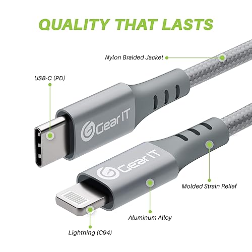 Miniatura 2 de GearIT Cable Lightning a USB-C, cable de carga rápida trenzado de nailon de 10 pies certificado Mfi para iPhone 1212 Pro12 Pro Max1111 Pro11 Pro