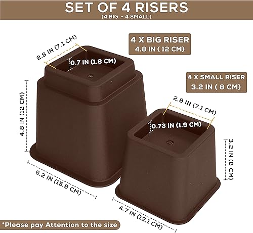 Miniatura 7 de Utopia Bedding - Juego de 8 elevadores de muebles ajustables de alta calidad  elevador de cama de 5 a 9 pulgadas elevador de mesa elevador de silla