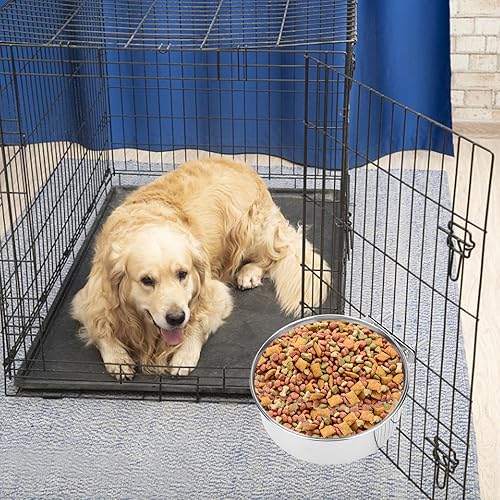 Miniatura 2 de Tazón de agua para alimentos para mascotas con soporte de abrazadera, comedero colgante de acero inoxidable para perro, pájaro, loro, gato, conejo