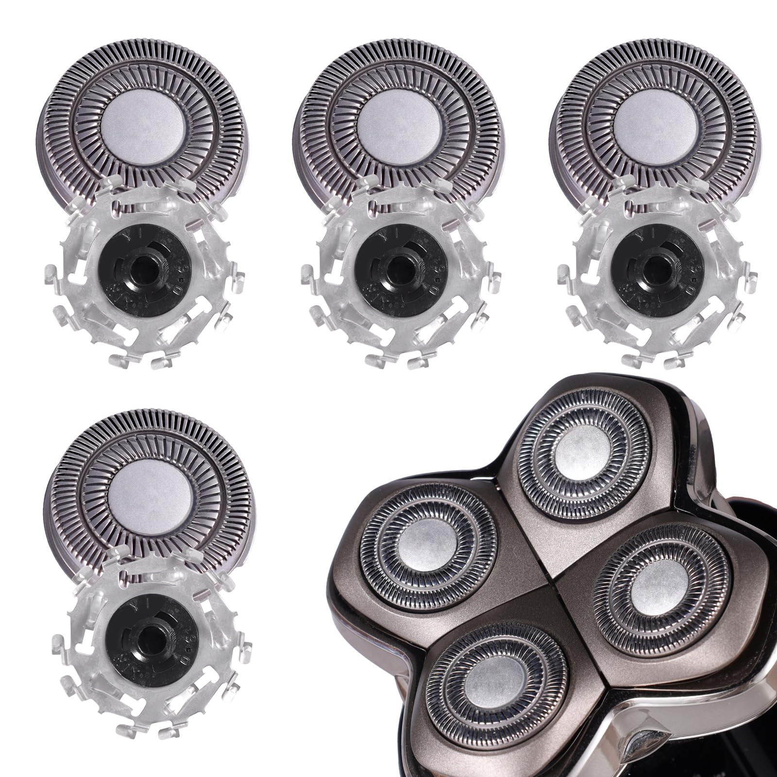 4PCS Replacement Blades Compatible with Skull Shaver Pitbull Pro Series, Replacement Heads for Pitbull Gold, Silver, Platinum & Diamond PRO and Palm Shaver