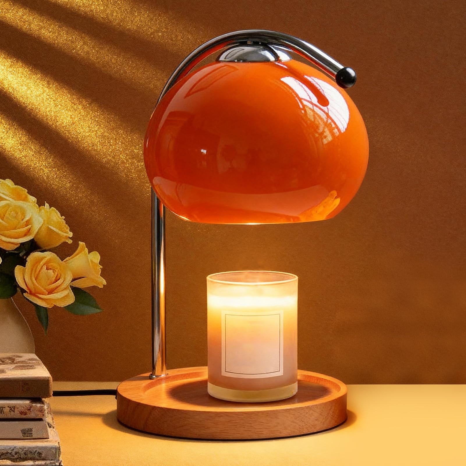Topyond Retro Aroma Wax Melt Lamp Candle Warmer Lamp (Orange Red)